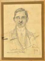 Daday Gerő (1890 - 1979): Dénes Jenő 1924. Ceruza, papír, jelzett, foltos, 21×15 cm