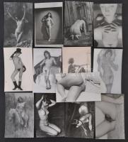 cca 1975 Vintage aktfotók, 13 db szolidan erotikus fénykép, 14x9 cm / 13 erotic photos, 14x9 cm