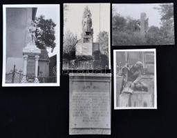 cca 1960 Elfeledett első világháborús emlékművekről készült fotók, 5 db, (Ludas, Hevesaranyos, Balatonszabadi, Ercsi, budapesti Izabella-utca), a hátoldalakon feliratozva, 12x8 cm és 9x6 cm közötti méretben.