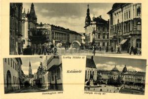 Kolozsvár, Cluj; Horthy Miklós út, Mátyás király tér, Szentegyház utca, üzletek, autóbusz / street views, shops, autobus