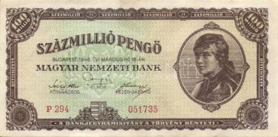 1946. 100.000.000P (2x) hátlapon bélyeggel + egyesületi bélyegzővel T:II