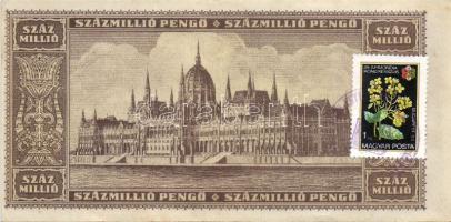 1946. 100.000.000P (2x) hátlapon bélyeggel + egyesületi bélyegzővel T:II