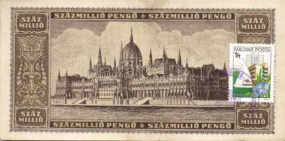 1946. 100.000.000P (2x) hátlapon bélyeggel + egyesületi bélyegzővel T:II