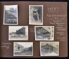 cca 1935 Építkezések 1927-1935, fényképek az Ast Ede és Társai Vasbetonépítési Rt. építkezéseiről és különböző munkafolyamatairól, albumba rendezve, egy részük feliratozva, összesen 67 db