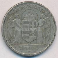 1930. 5P Ag "Horthy jobbra" T:3 patina
Adamo P8