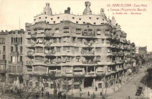 3 db régi spanyol városképes lap / 3 pre-1945 Spanish town-view postcards, Valencia, Barcelona, Casa Mila