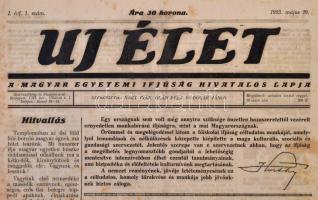 1923 Az Új élet c, újság induló száma