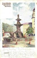 1899 Salzburg, Residenz Brunnen / fountain. Salzburger Künstler-Postkarte Nr. 4. s: Mell (EK)