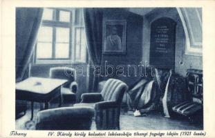 Tihany - 5 db régi városképes lap, IV. Károly király lakószobája / 5 pre-1945 town-view postcards