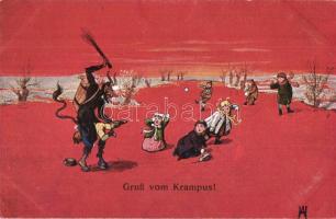 Gruss vom Krampus / Krampus greeting art postcard. K. Ph. W. II. 553.