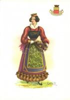 18 db MODERN olasz népviseletes képeslap / 18 modern Italian folklore motive postcards