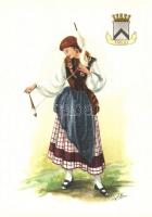 18 db MODERN olasz népviseletes képeslap / 18 modern Italian folklore motive postcards