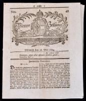 1784 A Wiener Zeitung újság egy száma