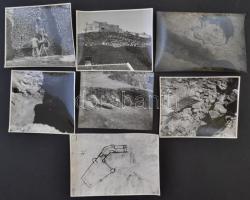 1959 Sümegi vár feltárásán készült 7 db vintage fotó, 12x12 cm és 11,5x16,5 cm