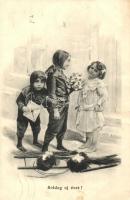 5 db régi újévi üdvözlőlap / 5 pre-1945 New Year greeting cards