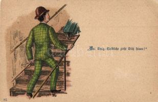 4 db régi humoros grafikai motívumlap / 4 pre-1945 humorous graphic motive cards, litho