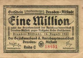 Német Birodalom/Weimari Köztársaság/Drezda 1923. 1000.000M T:II
