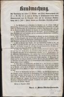 1852 Rablók és más bűnözők ellen szóló statáriumról szóló hirdetmény 29x44 cm