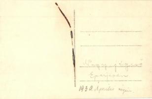 1930 Eperjes, Presov; utcakép a nagy jégeső után katonákkal, A. Petrova üzlete / street view after t...