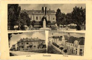 Tornalja, Tornala; posta, országzászló, Fő utca / post office, Hungarian flag, main street