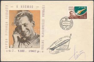 German Tyitov (1935-2000) szovjet űrhajós aláírása emlékborítékon /  Signature of German Titov (1935-2000) Soviet astronaut on envelope