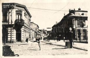 ~1920 Léva, Levice; Báty utca, mozi, Duna bank, benzinkút / ulica / street view with cinema, gast station and autobus