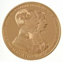 DN Magyar Aranyóriások - Ferenc József és Erzsébet házassági érme 1854 aranyozott Cu utánveret, tanúsítvánnyal T:PP
