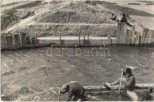 1940 Tiszai árvíz töltés szakadással - 3 db eredeti fotó felvétel / 3 original photo postcards