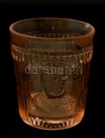 1894 Kossuth Lajos (1802-1894) emlékére készített formába önött pohár, jelzés nélkül, apró csorbával, m:7,5 cm