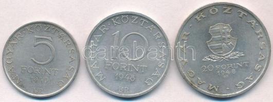 1948. 5Ft Ag "Petőfi" + 10Ft Ag "Széchenyi" + 20Ft Ag "Táncsics" - &qu...