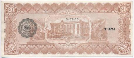 Mexikó / Forradalom / Chihuahua 1915. 20P hátoldalán fekete felülbélyegzés T:III szép papír
Mexico ...