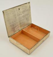 Tevan Margit (1901-1978): Ezüstözött réz kártyás doboz, jelzett, kopott, 12×17 cm