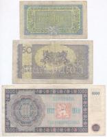 Csehszlovákia 1945. 20K + 50K + 1000K T:III,III-
Czechoslovakia 1945. 20 Korun + 50 Korun + 1000 Ko...