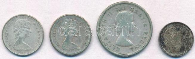 Vegyes: Kanada 1964-1968. 10c Ag (2xklf) + 25c Ag + Svédország 1938G 10ö Ag T:2,2- patina
Mixed: Ca...