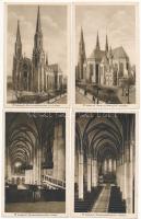 Budapest VII. Szent Erzsébet Templom, belső - 4 db régi képeslap / 4 pre-1945 postcards
