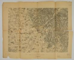 cca 1896 Ungvár és környékének térképe, 1:75000, k. u. k. militärgeographisches Institut, a hajtások mentén szakadásokkal, 47×60 cm