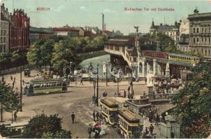 Berlin, Hallesches Tor mit Hochbahn / gate, trams, autobuses, railway (tear)