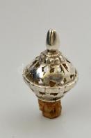 Ezüst (Ag) parfümös üveg dugó, parafával, jelzés nélkül, h: 3 cm, bruttó: 3,8 g