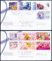 Greeting Stamps set with coupon set 2 FDC, Üdvözlőbélyeg szelvényes sor 2 db FDC-n