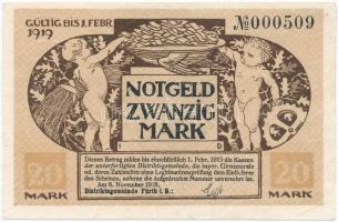 Német Birodalom / Bajorország / München 1918. 20M szükségpénz T:I-,II German Empire / Bavaria / München 1918. 20 Mark necessity note C:AU,XF