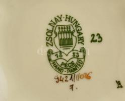 Zsolnay pillangó mintás ékszeres doboz és kis tálka, kézzel festett,  jelzett, hibátlan, 7×6,5 cm,  ...