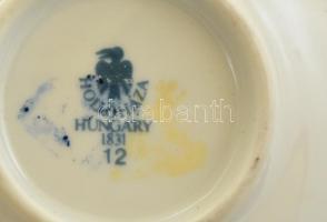 Hollóházi Szász Endre által tervezett mintával díszített mini tálka (2 db), matricás, hibátlan, jelz...