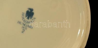 Hollóházi virágmintás porcelán váza, matricás, hibátlan, jelzett, m: 21,5 cm