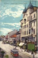 Miskolc, Széchenyi utca, Weidlich Pál palota és üzlet, villamos, Apolló színház (fl)