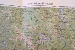 1914 K.u.K. Militärgeographisches Institute Máramaros-sziget színes katonai térképe 44x62cm