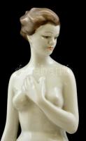 Hollóházi porcelán akt, kézzel festett, jelzett, hibátlan, m: 30 cm