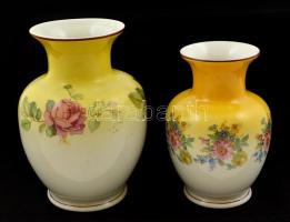 Hollóházi váza ( 2db), matricás, jelzett, hibátlan, m:15 és 17,5 cm