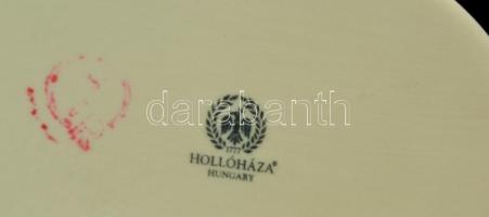 Porcelán tétel (3 db): Epiag tál, Wedgwood kis váza, Hollóházi ékszertartó, matricásak, jelzettek, h...