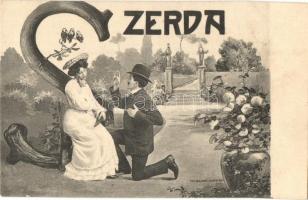 A hét napjai - 7 darabos teljes bécsi romantikus képeslapsorozat, megíratlan, jó állapotban / Days o...