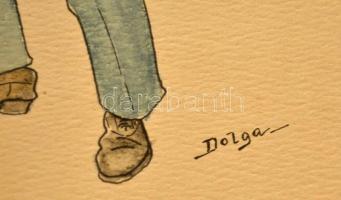 Dolga Imre (?-?): Karikatúrák (11 db) 1912. Vegyes technika, papír, 15×11 cm (9 db), 17×13 cm (2×)